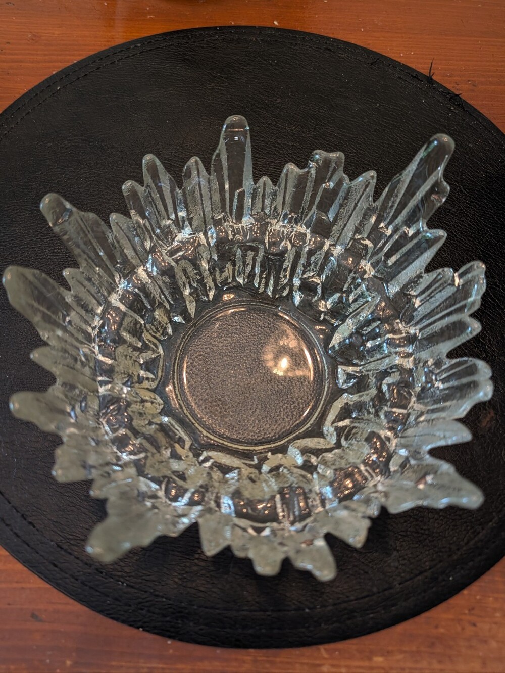Scandinavian Ice Art Glass Bowl 8"